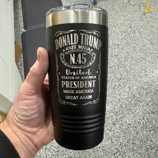 President Trump 20 oz. Tumbler- Laser Engraved with Slider Lid