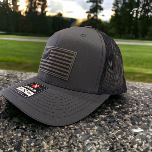 American Flag Hat (With Grey/Blk Patch)