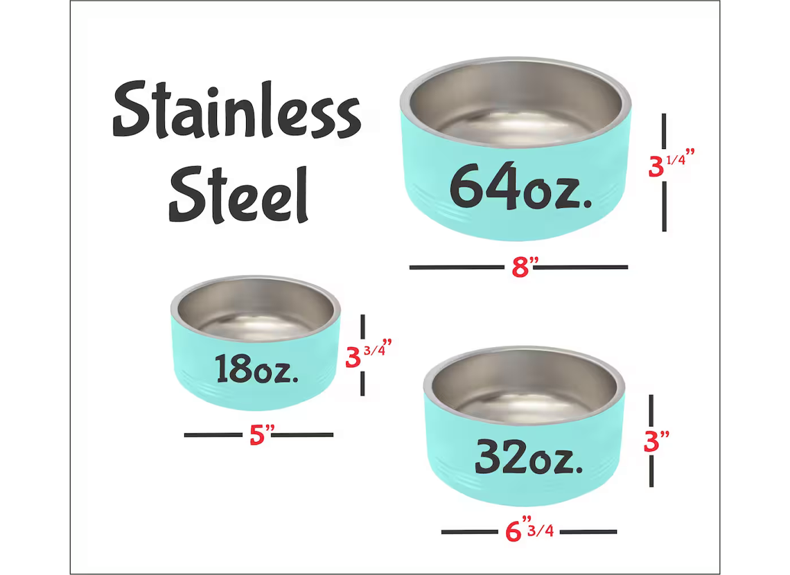 Custom Personalized Stainless Steel Dog Bowls